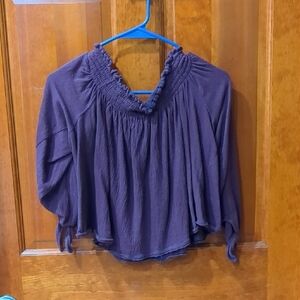 Deep Purple Ruched Collar Blouse
